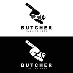 Butcher logo design, Knife Cutting Tool Vector Template, Product Brand Illustration Design For Butcher, Farm, Butcher Shop