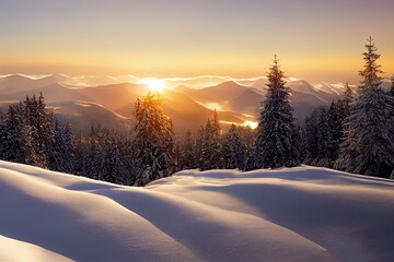 amazing energizing winter scene of snowy mountains