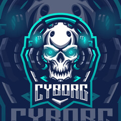 Esports logo skull cyborg for your elite team