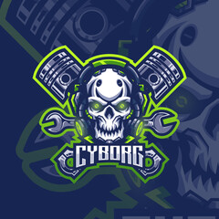 Esports logo skull cyborg for your elite team