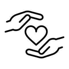 Icono de amor. Manos sosteniendo un corazón. Donación, romance, solidaridad, equidad. Ilustración vectorial