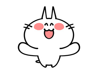 両手を広げるにゃんこのイラスト素材