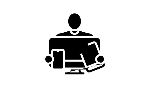 digital native technology line icon animation