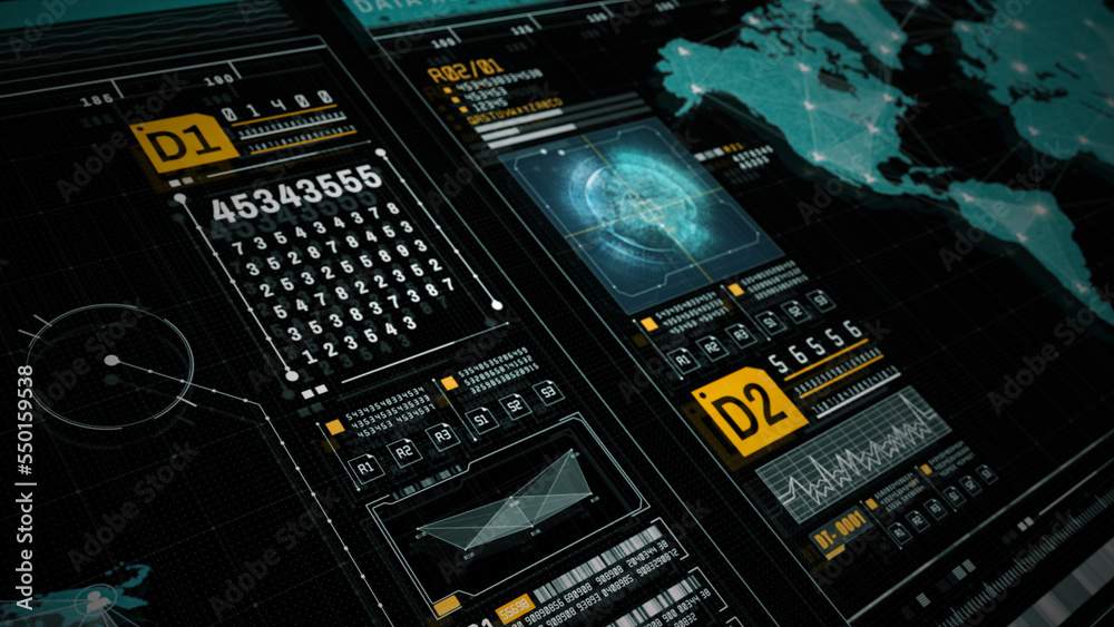 Poster Technology Digital Cyberspace and Global Network Connection Tracking GPS, Graphic Dashboard Head-up display and Futuristic User Interface GUI Background Concept..3d rendering
