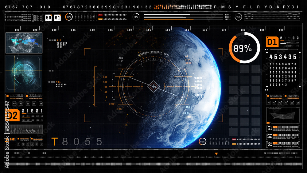 Poster Technology Digital Cyberspace and Global Network Connection Tracking GPS, Graphic Dashboard Head-up display and Futuristic User Interface GUI Background Concept..3d rendering
