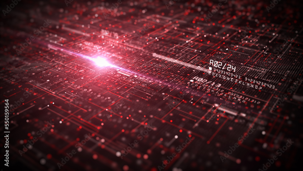 Poster technology digital cyberspace with particles and digital data. big data and data analysis, technolog