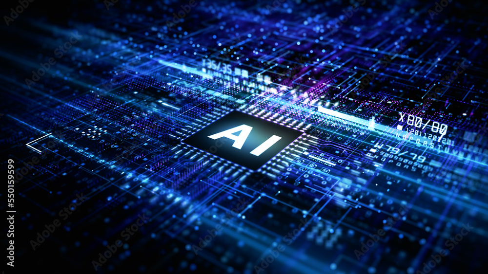 Aufkleber artificial intelligence ai future technology concept visualization. big data transmission connection