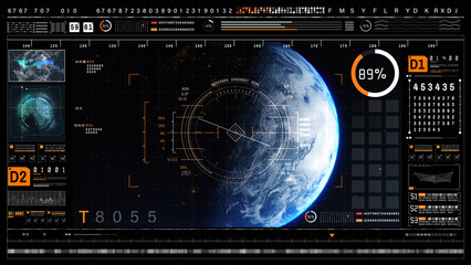 Technology Digital Cyberspace and Global Network Connection Tracking GPS, Graphic Dashboard Head-up display and Futuristic User Interface GUI Background Concept..3d rendering © KanawatTH