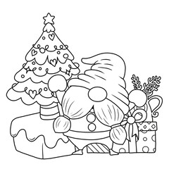 Merry Christmas ,Christmas Santa Claus isolated coloring page for kids,PNG Transparency