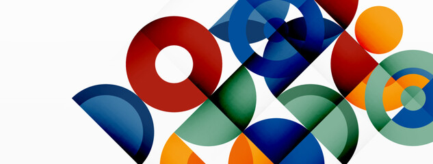 Obraz premium Colorful circle abstract background. Minimal geometric template for wallpaper, banner, presentation