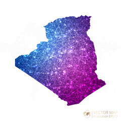 Algeria map in geometric wireframe blue with purple polygonal style gradient graphic on white background. Vector Illustration Eps10.