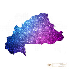 Obraz premium Burkina Faso map in geometric wireframe blue with purple polygonal style gradient graphic on white background. Vector Illustration Eps10.