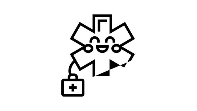 ambulance children first aid line icon animation