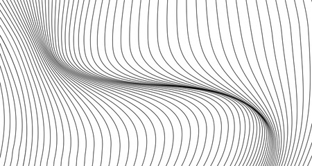 Abstract wavy lines background. Minimal monochrome stripe texture. Trendy black lines pattern background.