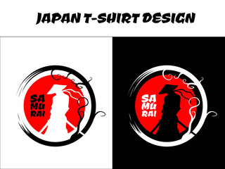 male samurai, japanese theme design, silhouette japan samurai vector for design t shirt concept, Japanese t-shirt design, samurai vector illustration, silhouette samurai © riansa28