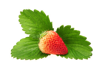 strawberry whit leaf isolated over white background