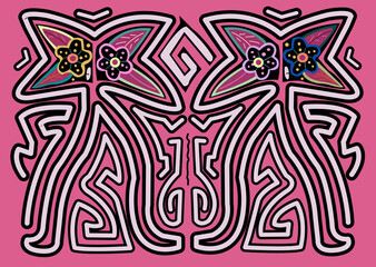 kuna pink mola from panama, svg, illustration