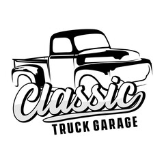 Classic truck garage illustration vector.
