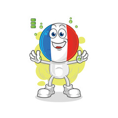 france full battery character. cartoon mascot vector