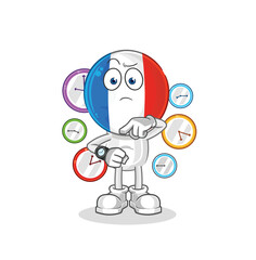 france with wristwatch cartoon. cartoon mascot vector