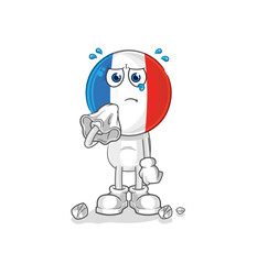 france cry with a tissue. cartoon mascot vector