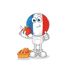 france eating an apple illustration. character vector