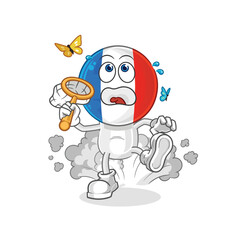 france catch butterfly illustration. character vector