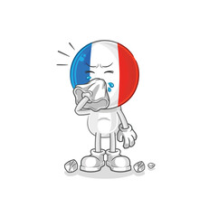 france blowing nose character. cartoon mascot vector