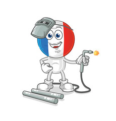 france welder mascot. cartoon vector