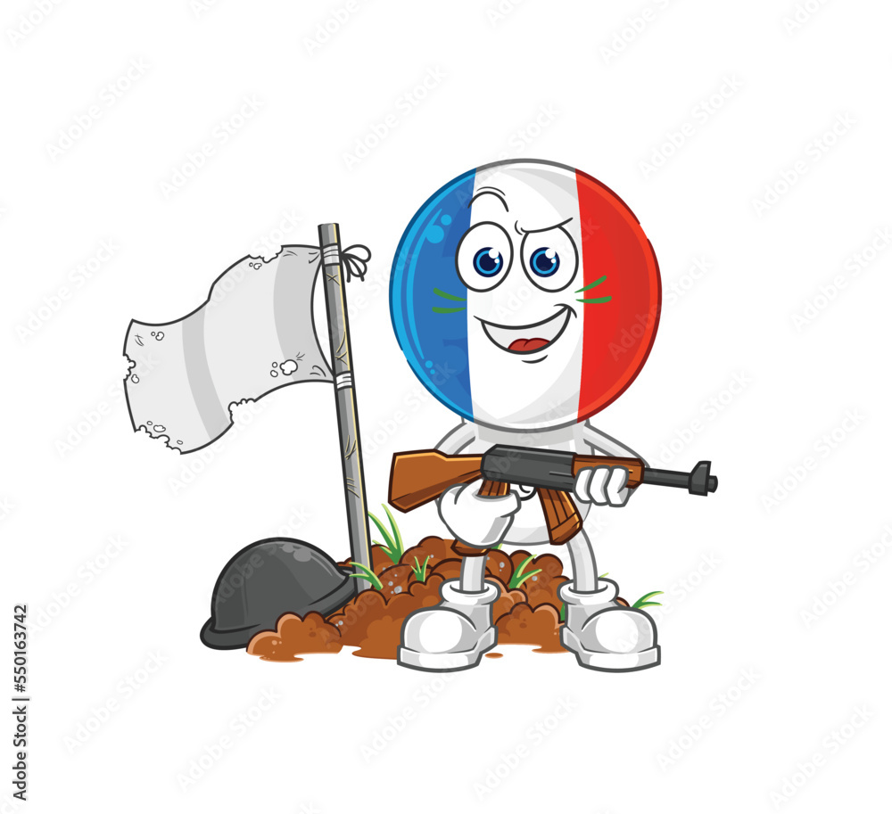 Poster france army character. cartoon mascot vector