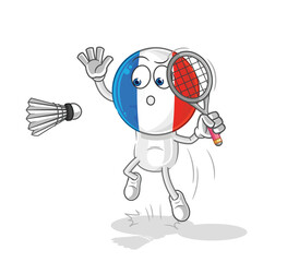 france smash at badminton cartoon. cartoon mascot vector