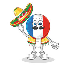 france Mexican culture and flag. cartoon mascot vector