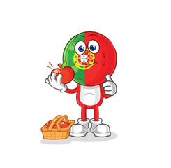 portugal eating an apple illustration. character vector
