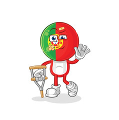 portugal sick with limping stick. cartoon mascot vector