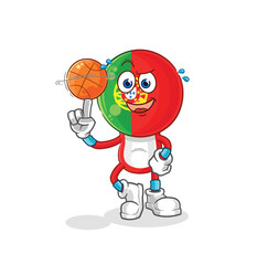 portugal playing basket ball mascot. cartoon vector