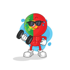 portugal lifting dumbbell vector. cartoon character