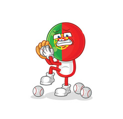 portugal baseball pitcher cartoon. cartoon mascot vector