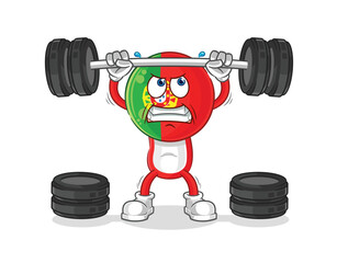 portugal lifting the barbell character. cartoon mascot vector