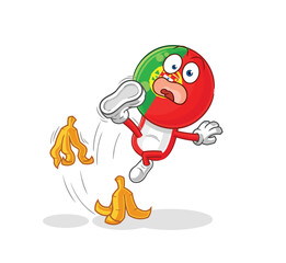 portugal slipped on banana. cartoon mascot vector