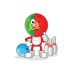 portugal play bowling illustration. character vector