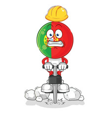 portugal drill the ground cartoon character vector