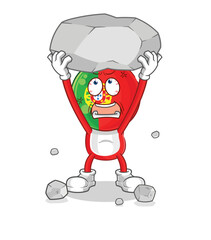 Obraz premium portugal lifting rock cartoon character vector