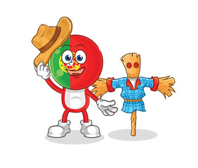 portugal with scarecrows cartoon character vector