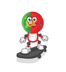 portugal riding skateboard cartoon character vector