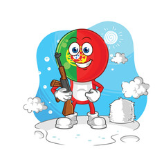 portugal soldier in winter. character mascot vector