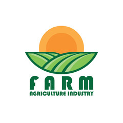 illustration of farming landscape design logo vector
