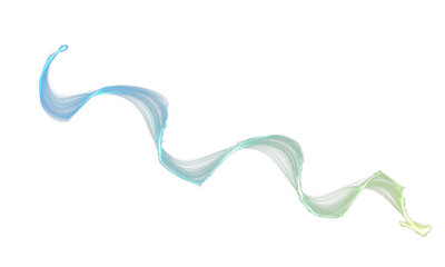 Isolated blue green semi-transparent flowing ribbon design element