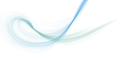 Isolated blue green semi-transparent flowing ribbon design element