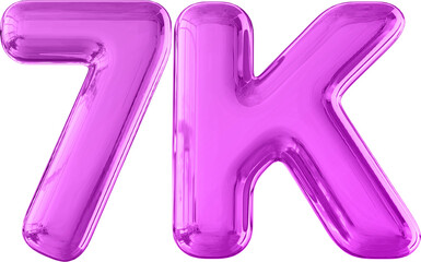 7k Follower Purple Balloon Number 3D