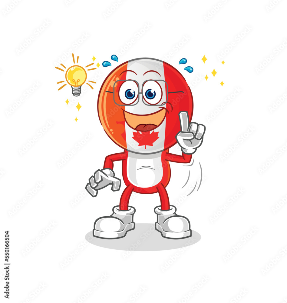 Sticker canada got an idea cartoon. mascot vector